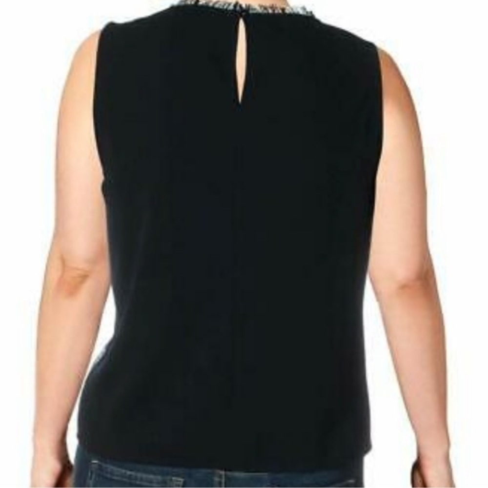 Bar III Fringe Plaid Tweed Sleeveless Top Size 8 Like New - Picture 5 of 6